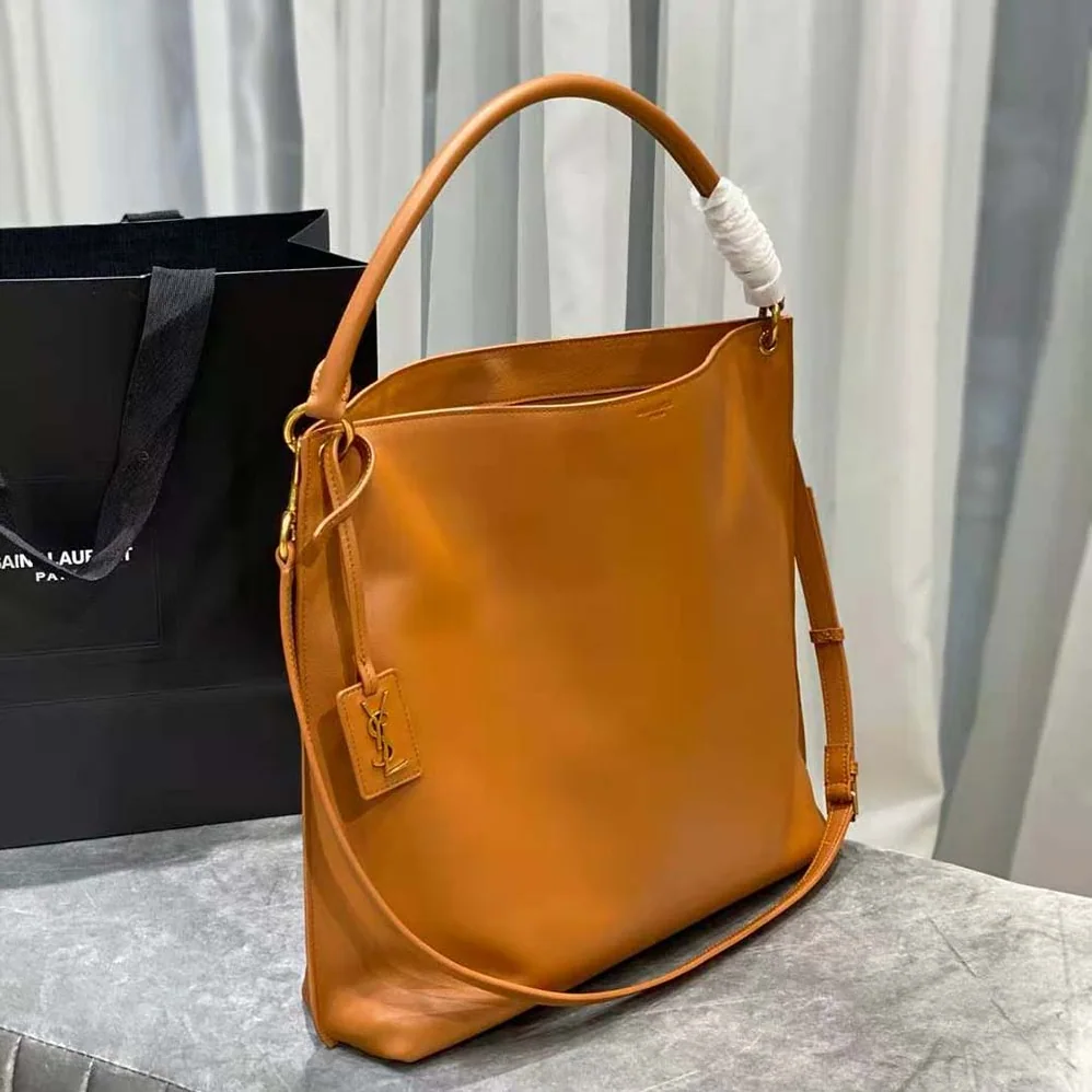 Saint Laurent YSL Tag Hobo Bag in Smooth Saddle Leather for Women