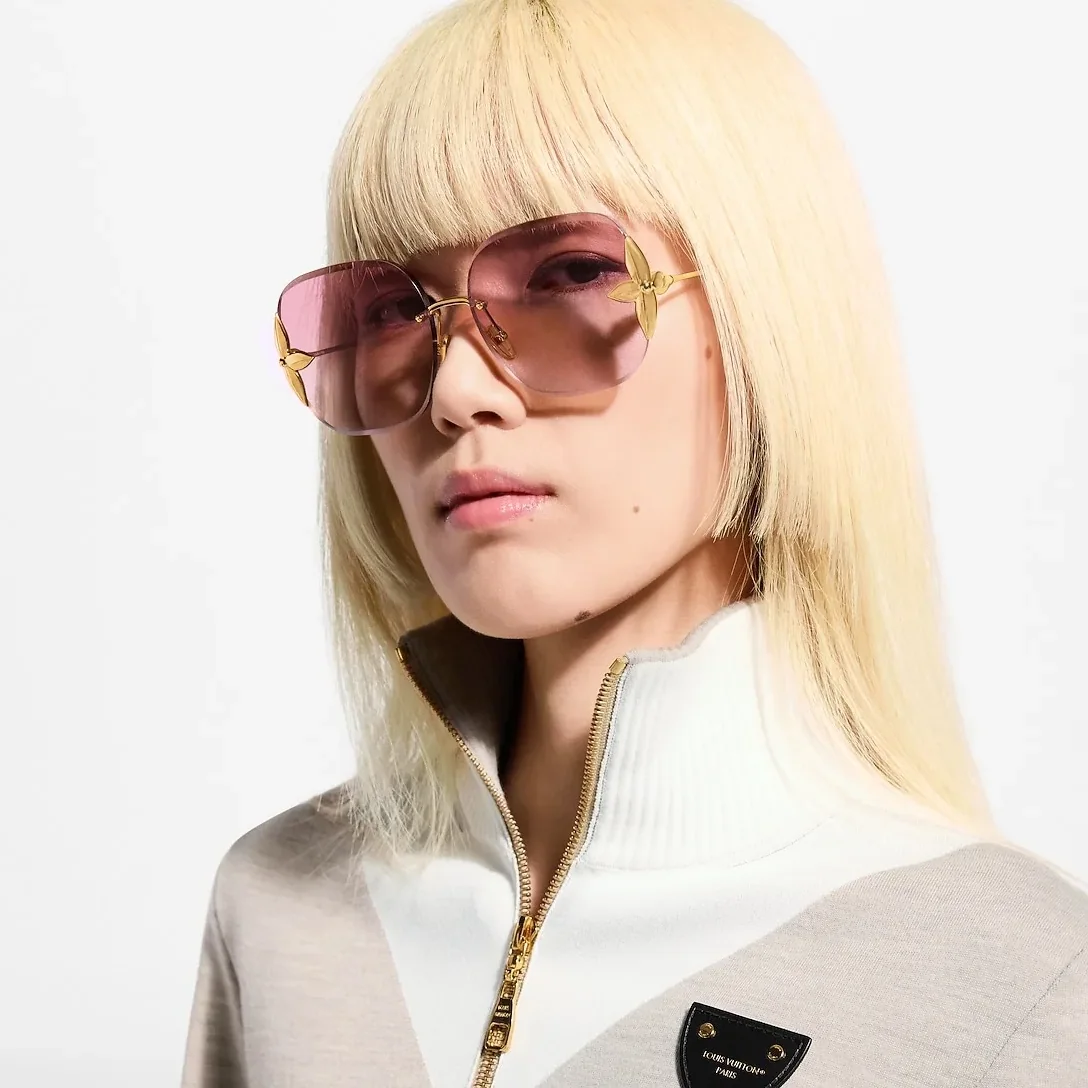 Louis Vuitton Flower Edge Metal Square Sunglasses Pink