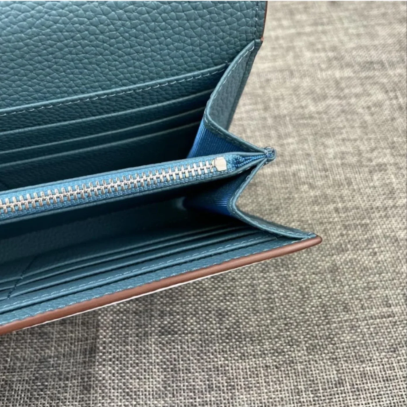 Hermes Constance Togo Long Wallet in Silver Toned Hardware Blue Hermes Constance Togo Long Wallet in Silver Toned Hardware Blue
