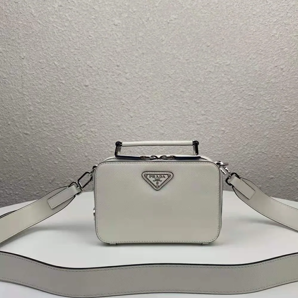 Prada Prada Brique Saffiano Leather Cross-Body Bag for Men in White