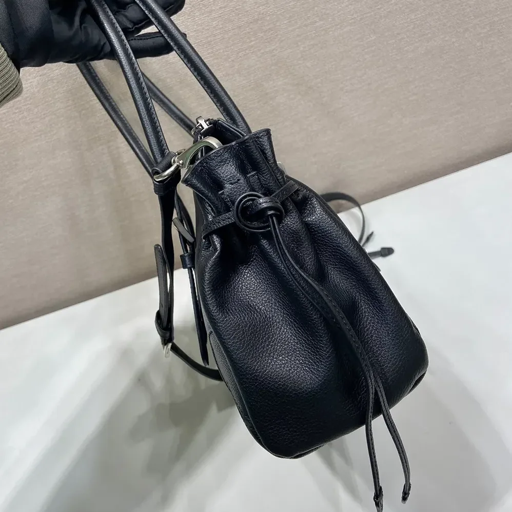 Prada Bonnie Medium Antiqued Leather Tote Bag for Women in Black