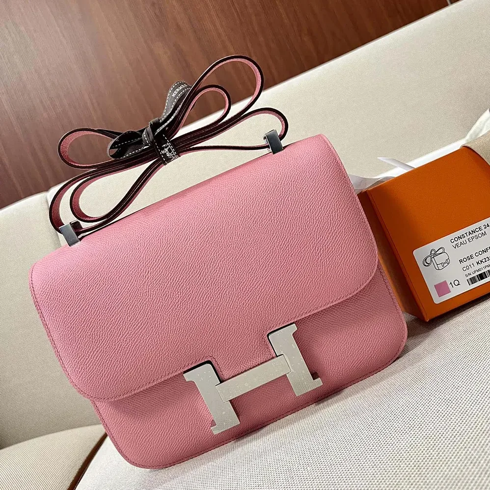 Hermes Constance 24 Bag Epsom Leather for Women in Pink/Silver Hermes Constance 24 Bag Epsom Leather for Women in Pink/Silver