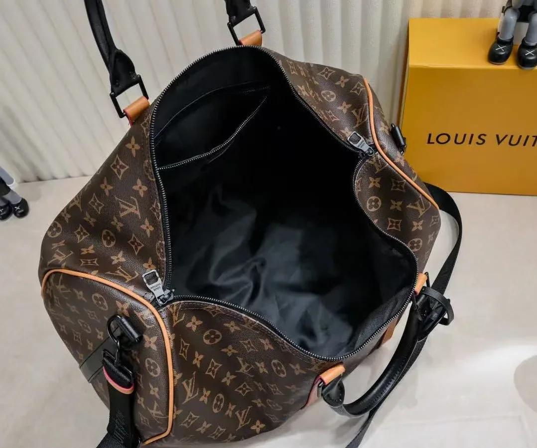 Louis Vuitton Keepall Bandouliere 45 Travel Bag in Brown Black Hardware Louis Vuitton Keepall Bandouliere 45 Travel Bag in Brown Black Hardware