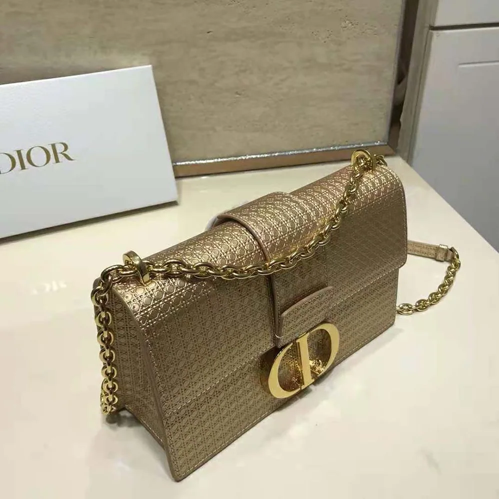 Dior 30 Montaigne Chain Bag Metallic Gold Microcannage Calfskin for Women Dior 30 Montaigne Chain Bag Metallic Gold Microcannage Calfskin for Women