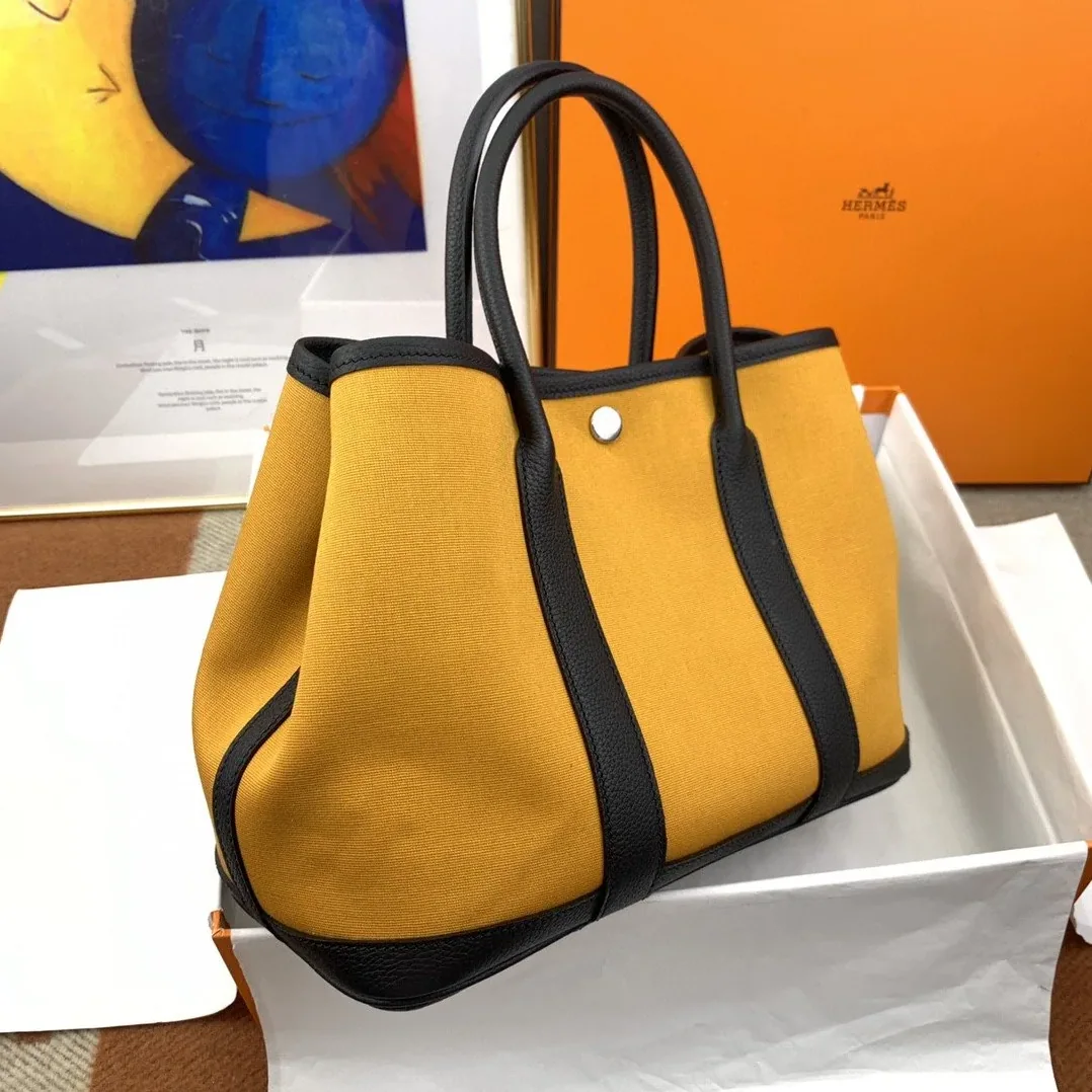 Hermes Garden Party 36 Canvas Tote Bag Yellow in Black Hermes Garden Party 36 Canvas Tote Bag Yellow in Black