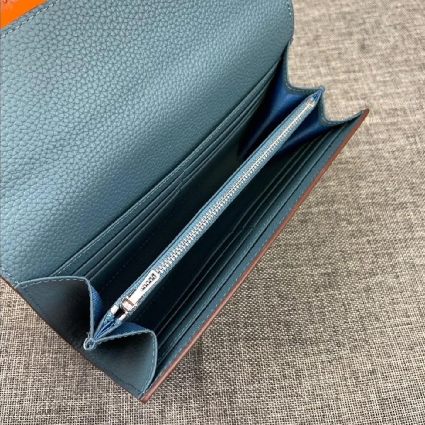 Hermes Constance Togo Long Wallet in Silver Toned Hardware Blue Hermes Constance Togo Long Wallet in Silver Toned Hardware Blue