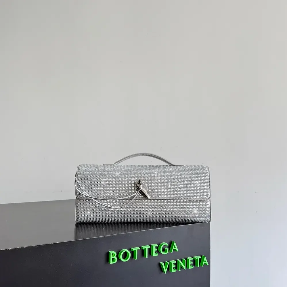 Bottega Veneta Andiamo Clutch for Women in Silver
