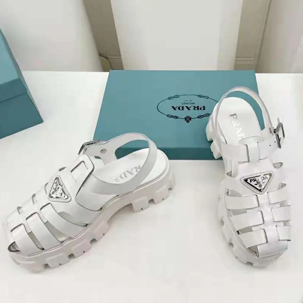 Prada Foam Rubber Sandals in 55 mm Heel Height for Women in White