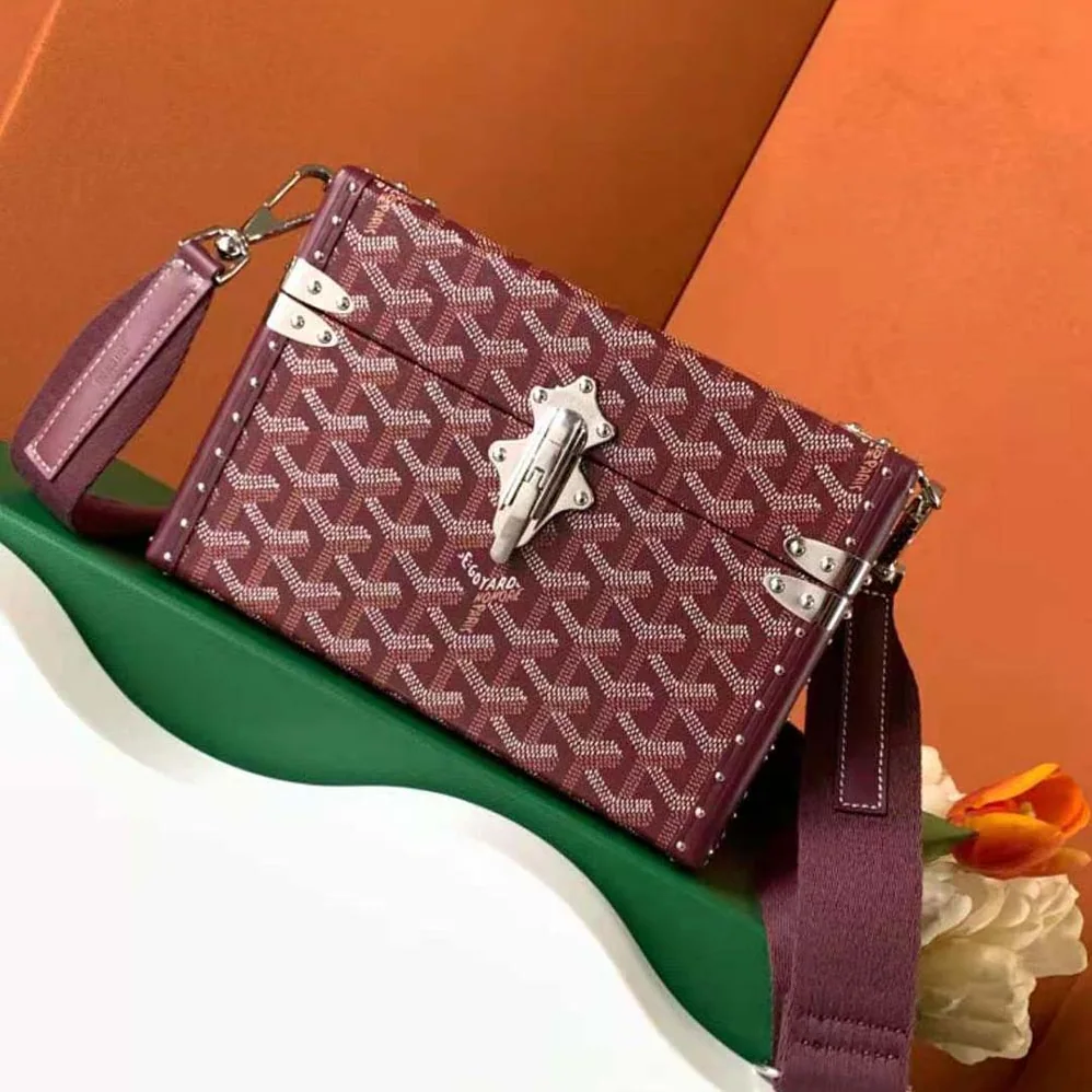 Goyard Cassette Trunk Bag in Goyardine Canvas & Clamecy Cowhide for Women in Maroon