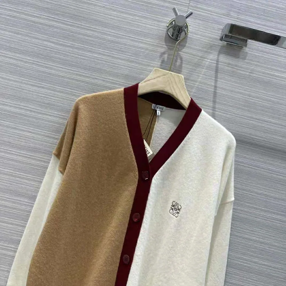 Loewe Anagram Asymmetric Cardigan in Wool for Women