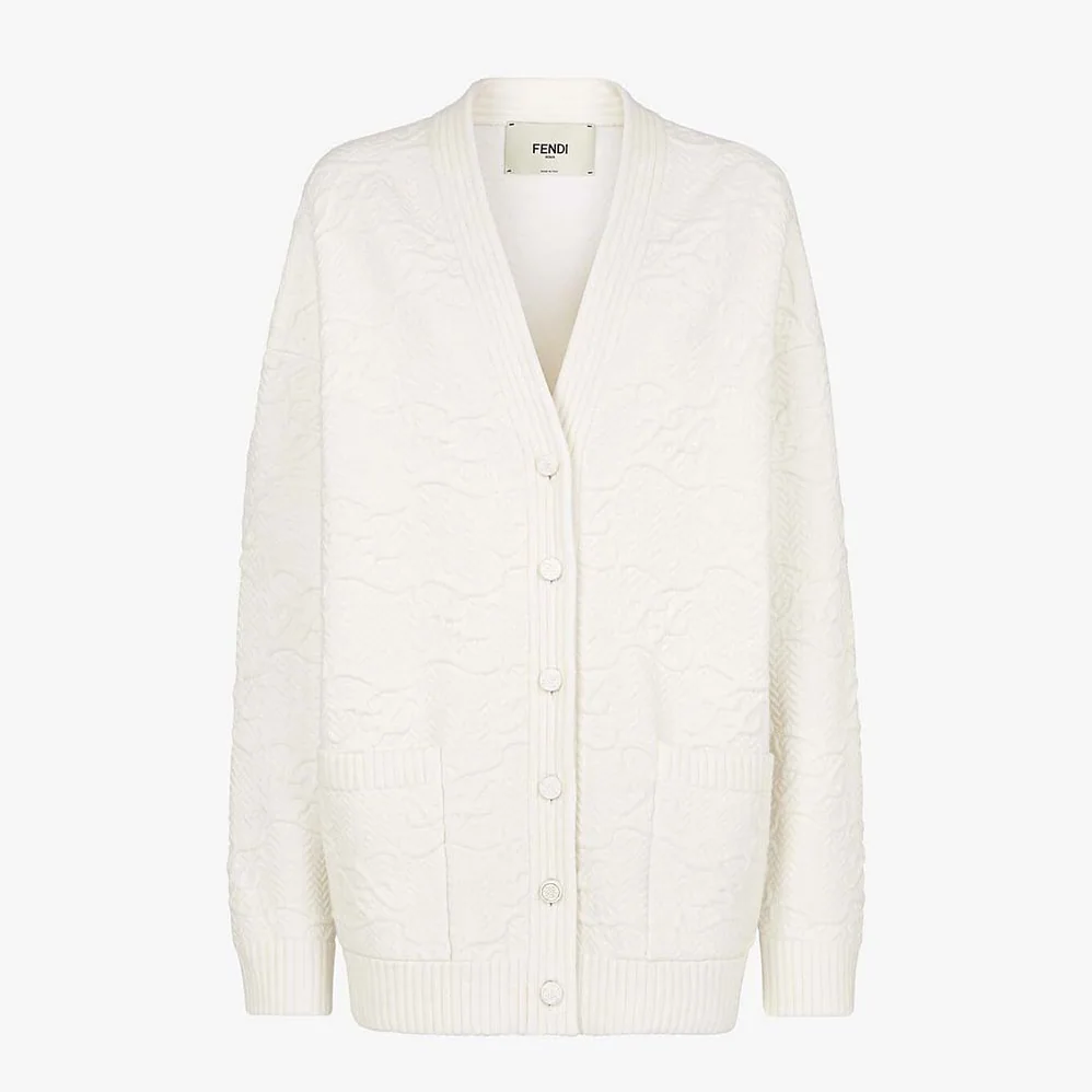 Fendi Cardigan White Wool and Cashmere Cardigan for Women Fendi Cardigan White Wool and Cashmere Cardigan for Women