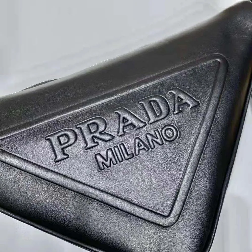 Prada Leather Triangle Leather Pouch for Women in Black