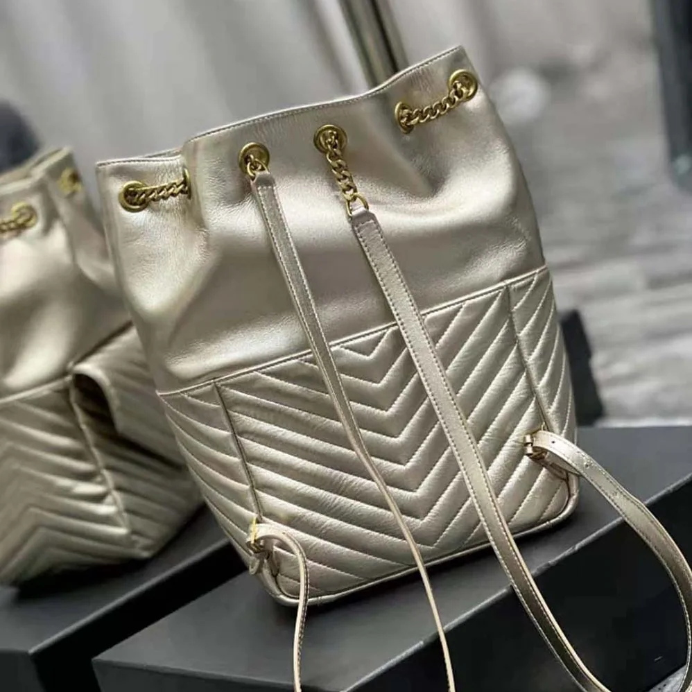 Saint Laurent YSL Joe Backpack in Lame Leather for Women