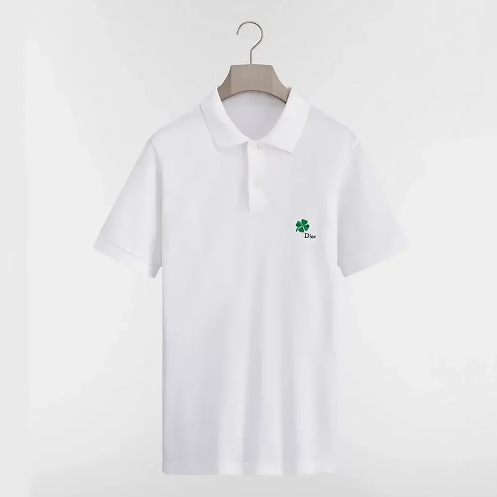 Dior Polo Shirt with Dior Clover Embroidery White Cotton Piqué for Women Dior Polo Shirt with Dior Clover Embroidery White Cotton Piqué for Women