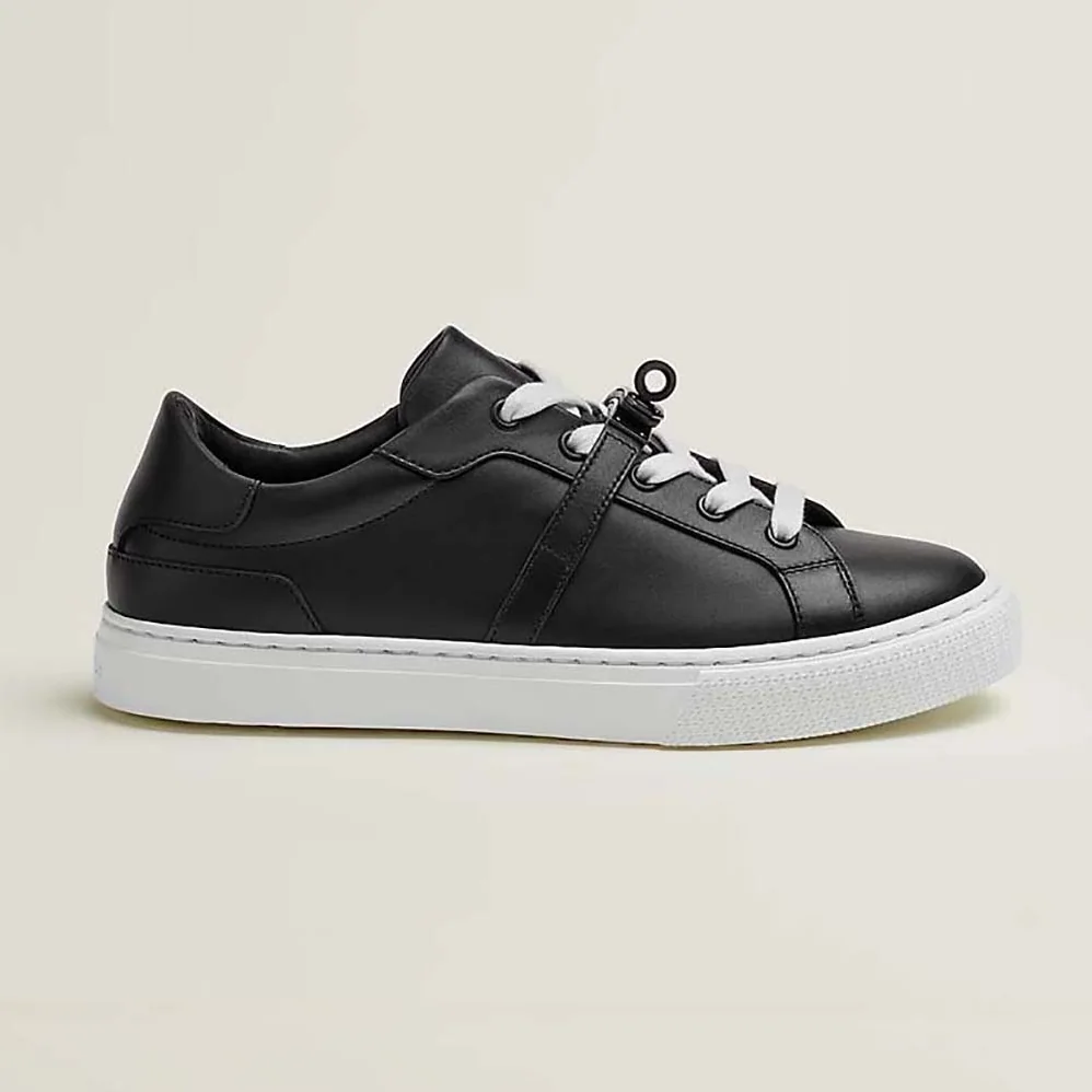 Hermes Day Sneaker in Calfskin with Functional Shiny Black for Women