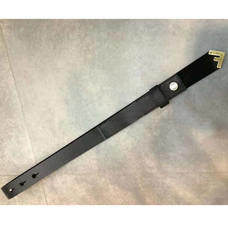 Fendi Long Tie Belt with F-Shaped Tip for Women in Black