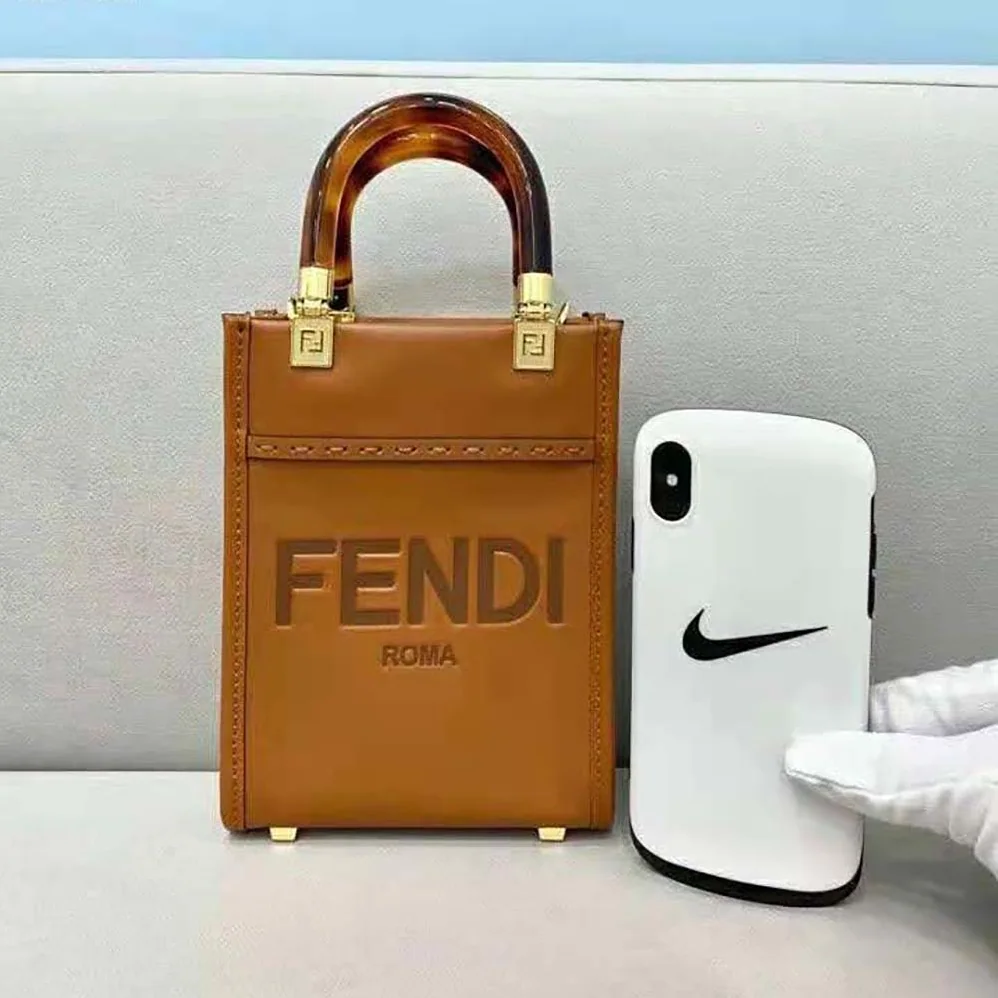 Fendi Mini Sunshine Shopper Dark Brown Leather Mini for Women in bag Fendi Mini Sunshine Shopper Dark Brown Leather Mini for Women in bag