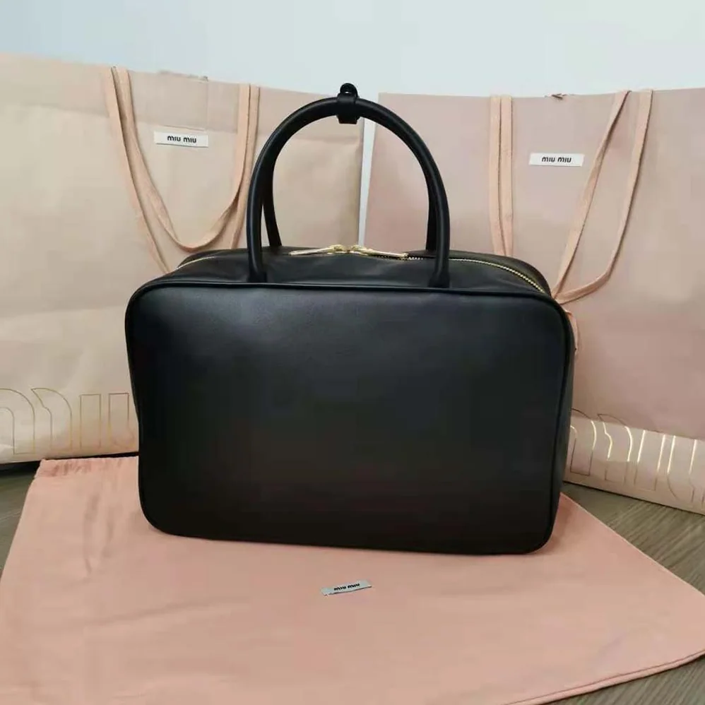 Miu Miu Leather Top-Handle Bag for Women in Black Miu Miu Leather Top-Handle Bag for Women in Black