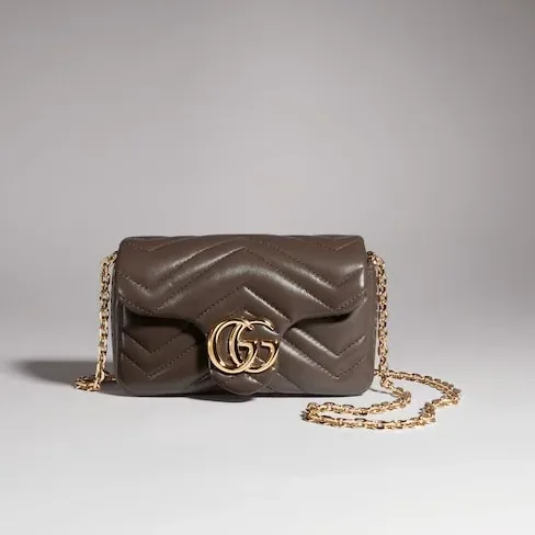 Gucci Marmont Mini Shoulder Bag in Dark Taupe Gold Hardware Gucci Marmont Mini Shoulder Bag in Dark Taupe Gold Hardware