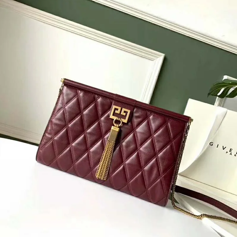 Givenchy Medium Gem Bag In Diamond Quilted Leather for Women in Maroon