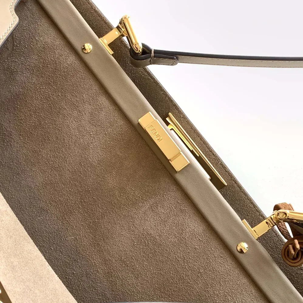 Fendi Peekaboo Soft Large Dove gray Leather Bag for Women
