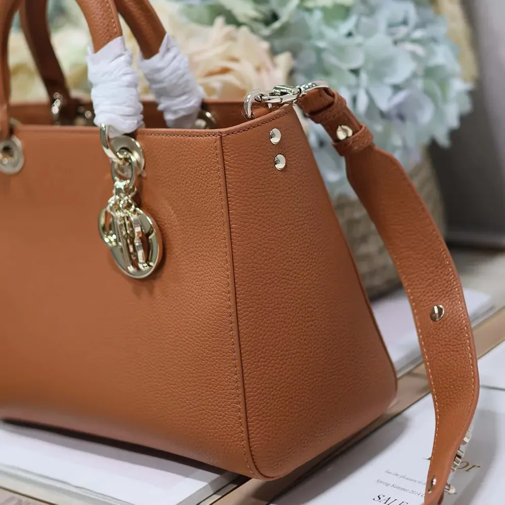 Dior Medium Lady D-Sire My ABCDior Bag Dark Brandy Taurillon Leather for Women