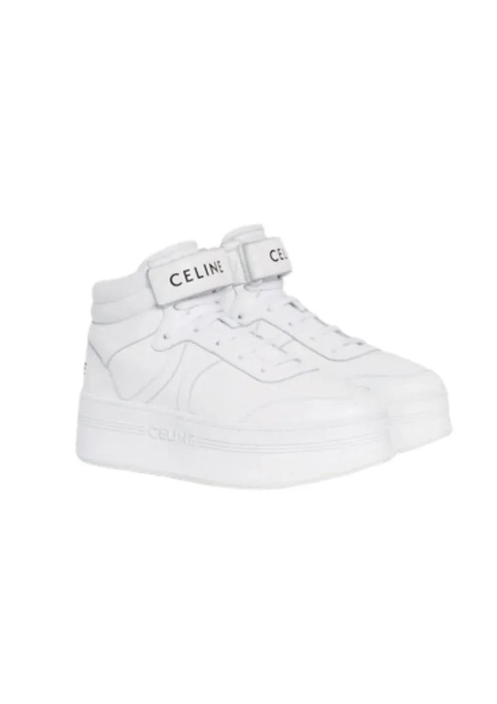 Celine Mid Block Sneakers With Velcro And Wedge White .01OP Celine Mid Block Sneakers With Velcro And Wedge White .01OP