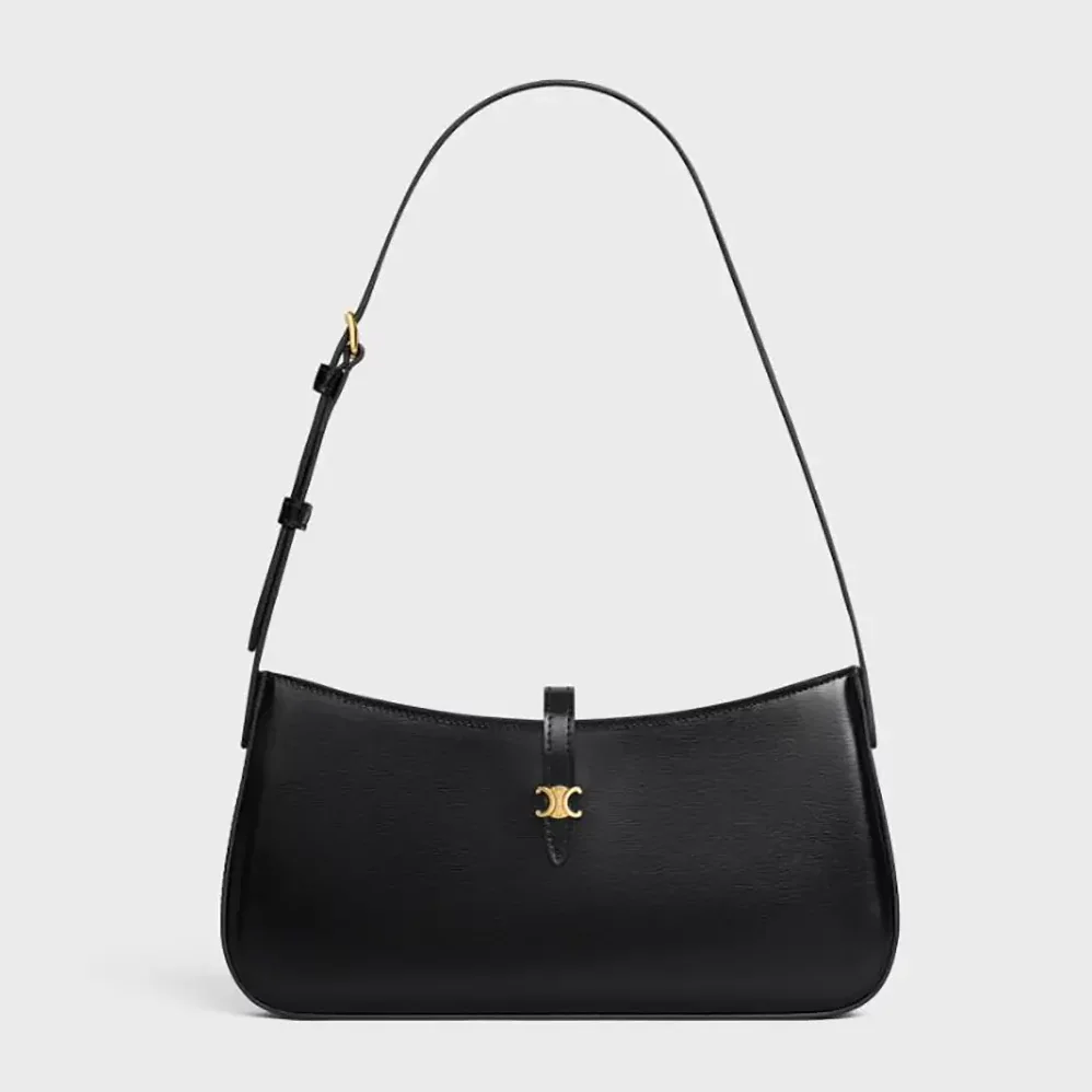 Celine Tina Shoulder Bag In Shiny Calfskin for Women in Black Celine Tina Shoulder Bag In Shiny Calfskin for Women in Black