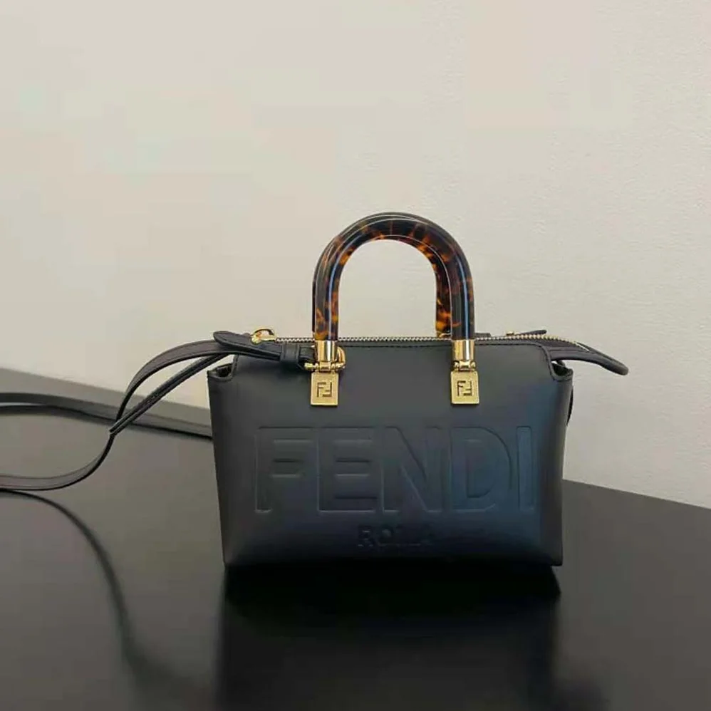 Fendi By The Way Mini Small Black Leather Boston Bag for Women