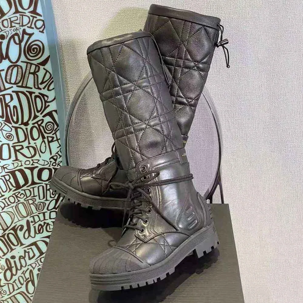 Dior Dioriron Boot Black Quilted Cannage Calfskin for Women