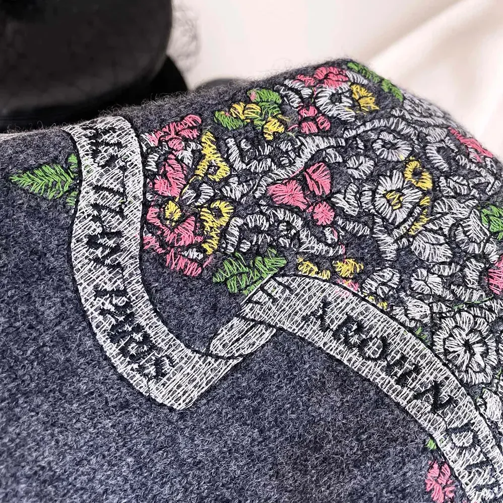 Dior Embroidered Sweater Gray Cashmere Knit for Women