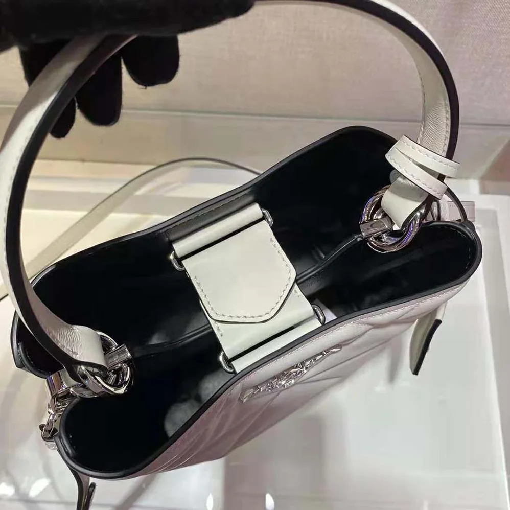 Prada Bucket Design Spectrum Leather Bag for Women in White