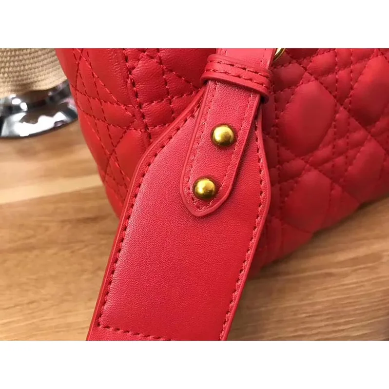 Dior My Lady Dior Bag in Cannage Lambskin in Red