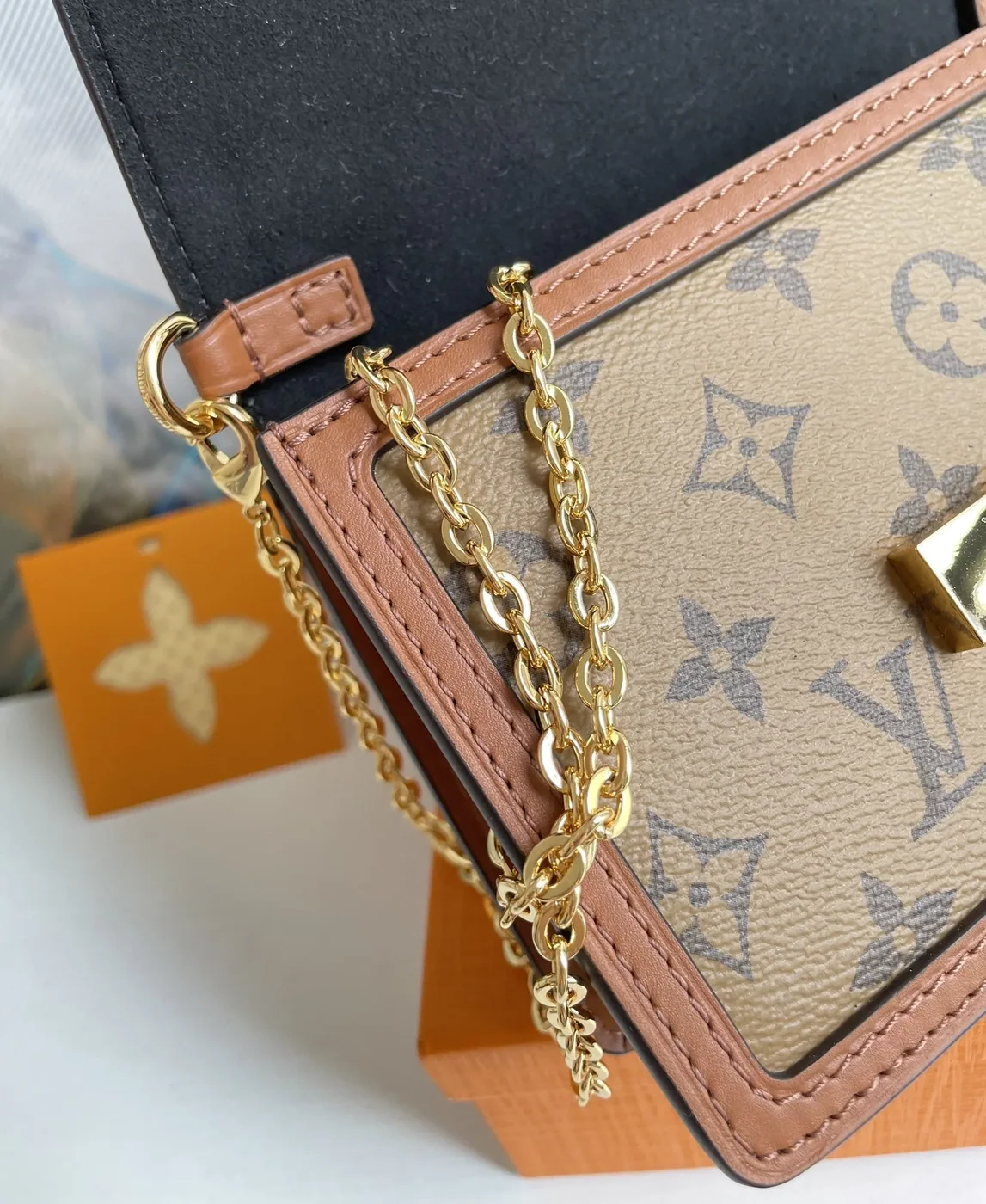 Louis Vuitton Dauphine Chain Wallet Combines Monogram And Monogram Reverse Canvas By Nicolas Ghesquière