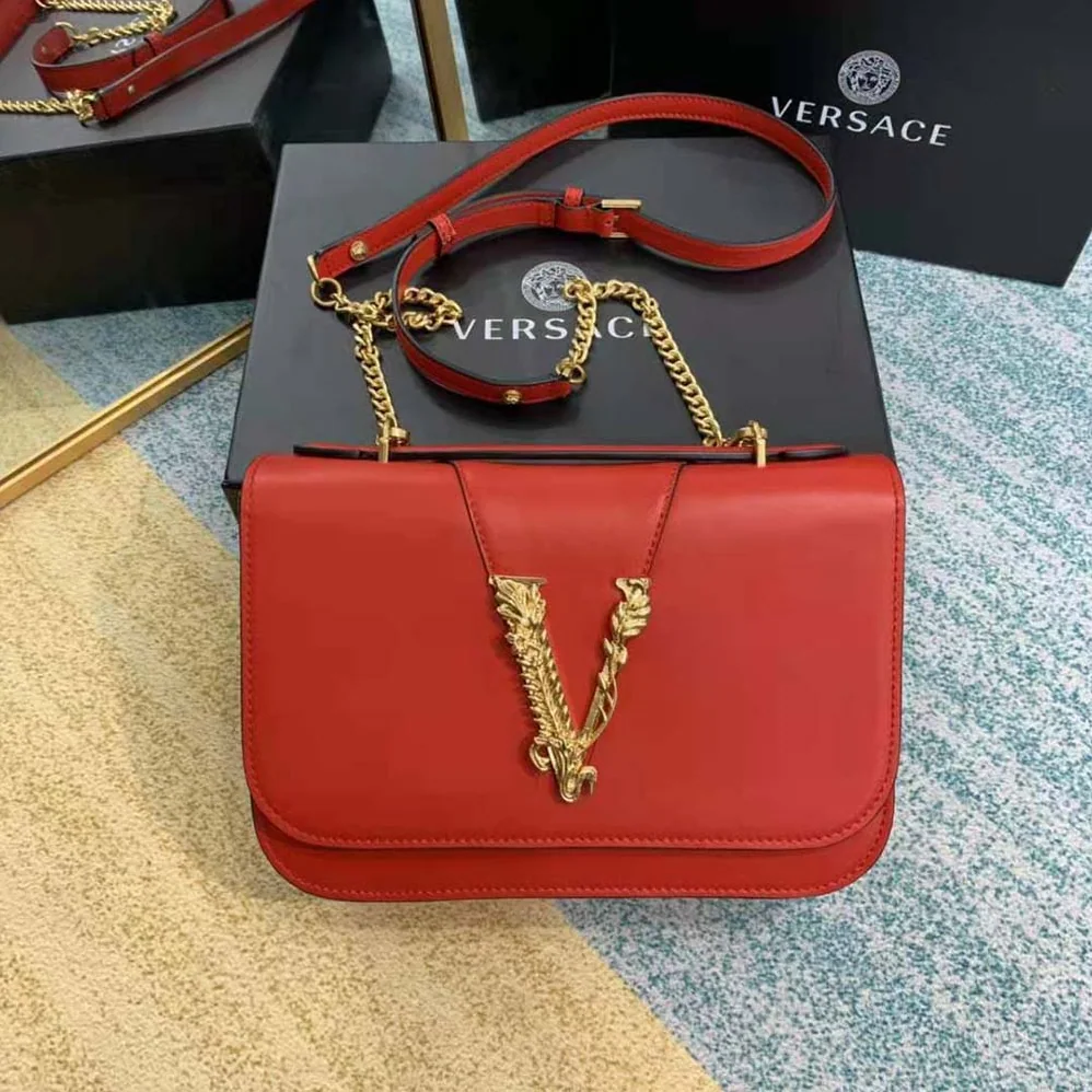 Versace Virtus Shoulder Bag for Women in Red Versace Virtus Shoulder Bag for Women in Red