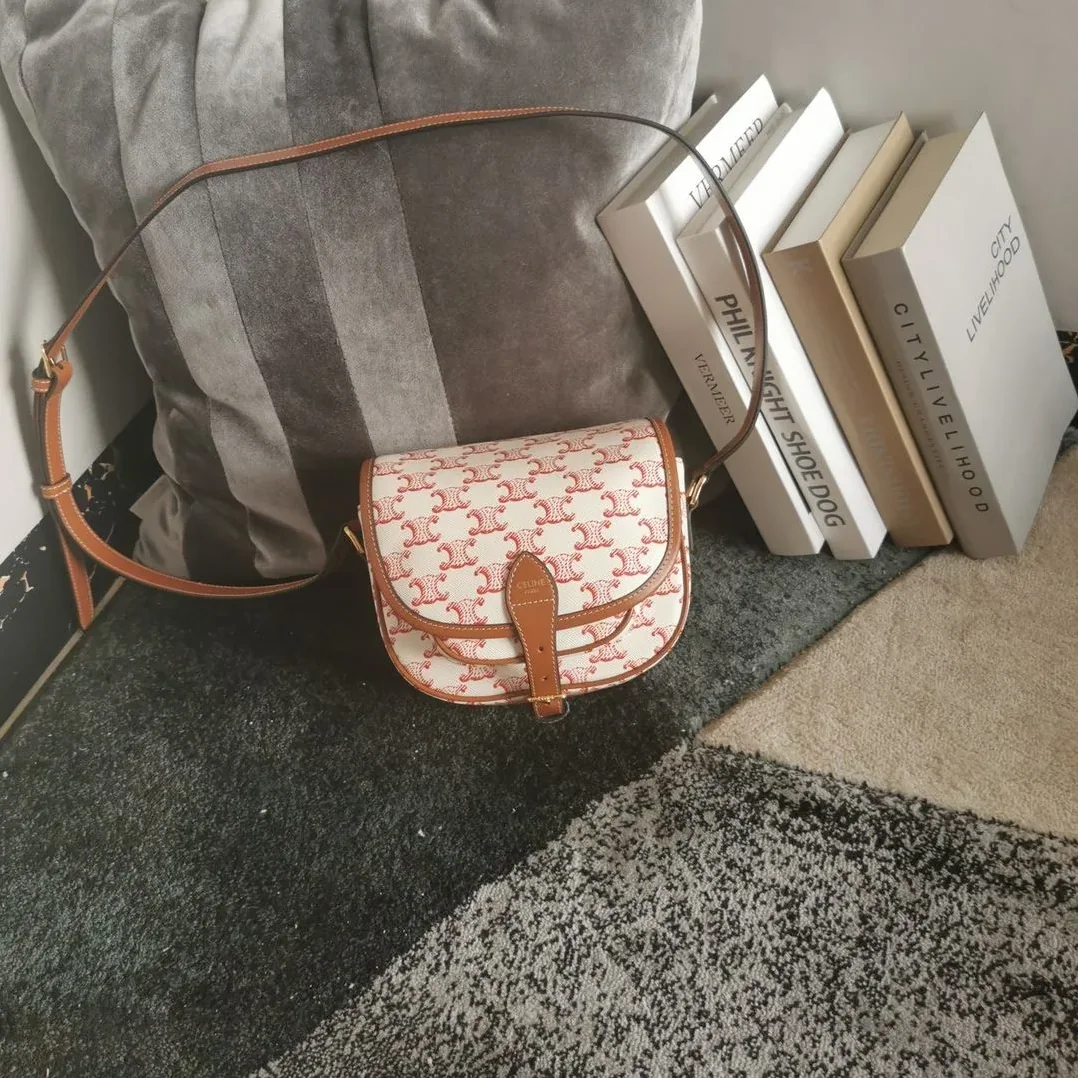 Celine Folco Bag In Triomphe Canvas With Celine Print Pink And White / Celine Folco Bag In Triomphe Canvas With Celine Print Pink And White /