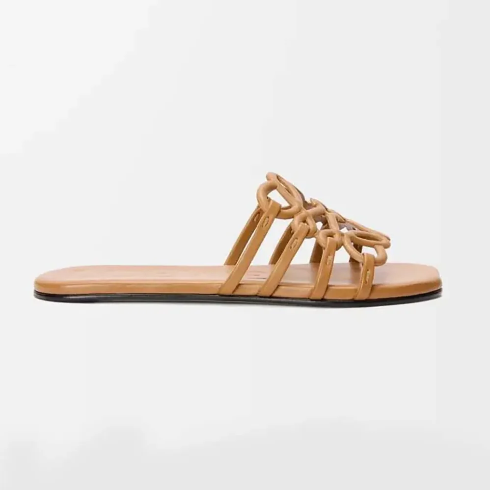 Loewe Petal Anagram Slide in Soft Calfskin for Women in Brown Loewe Petal Anagram Slide in Soft Calfskin for Women in Brown