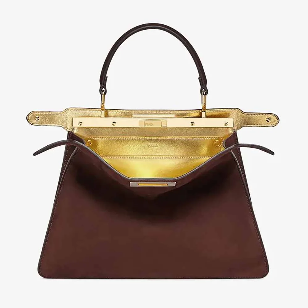 Fendi Medium Peekaboo I See U Brown Suede Bag for Women