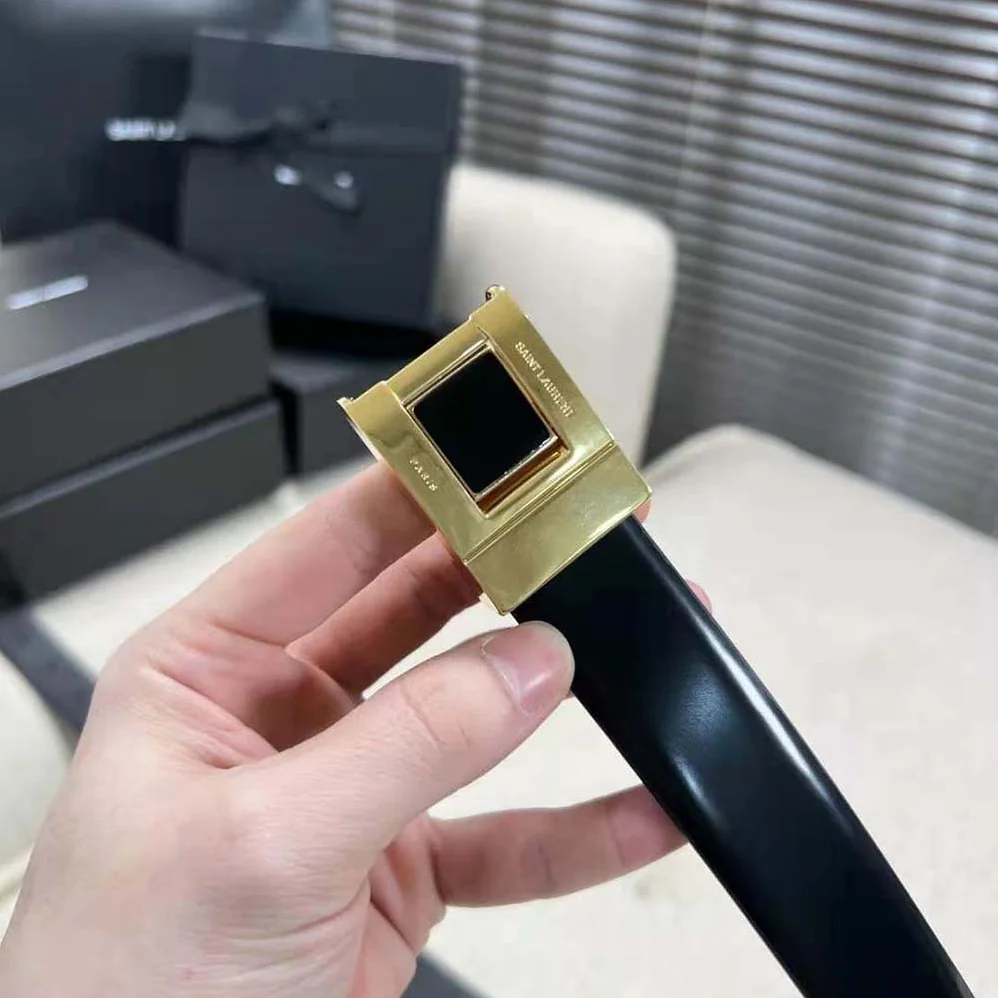 Saint Laurent YSL La 76 Buckle Belt in Brushed Leather and Enamel for Women Saint Laurent YSL La 76 Buckle Belt in Brushed Leather and Enamel for Women