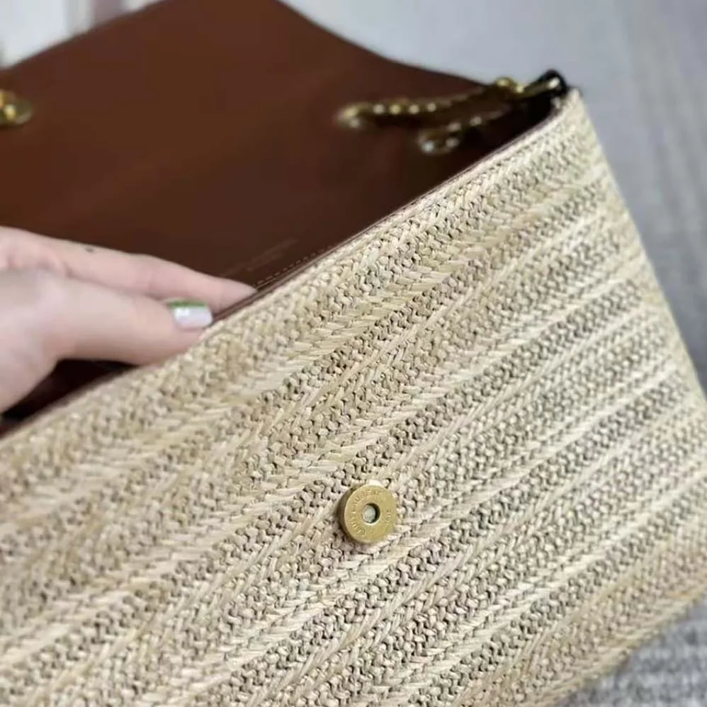 Saint Laurent YSL Niki Small Chain Bag in Raffia and Leather for Women in Natural Saint Laurent YSL Niki Small Chain Bag in Raffia and Leather for Women in Natural