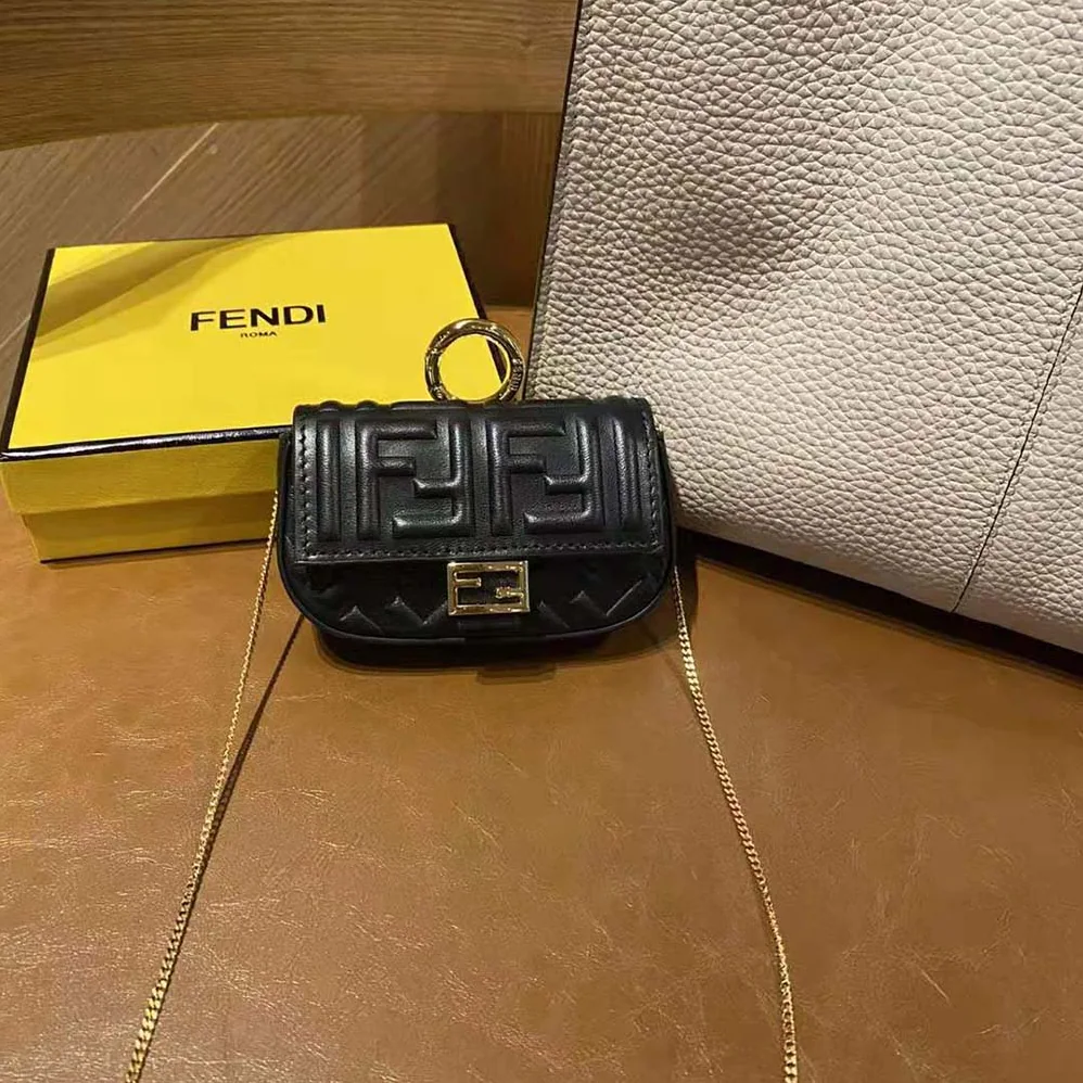 Fendi Nano Baguette Charm Black Nappa Leather Charm for Women