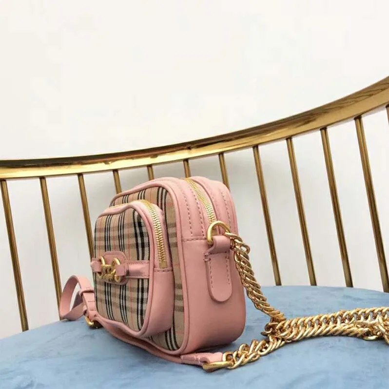 Burberry The 1983 Check Link Camera Bag for Women in Pink Burberry The 1983 Check Link Camera Bag for Women in Pink