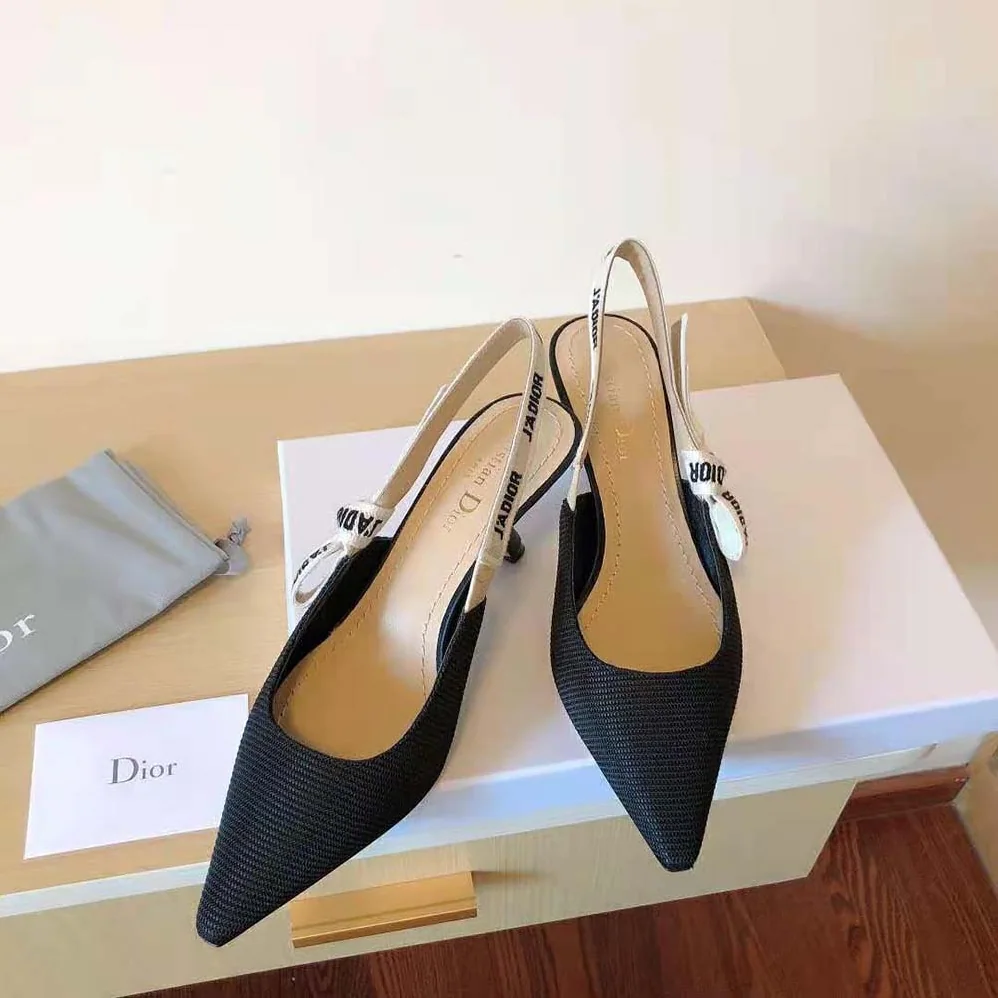 Dior J Adior Slingback Pump Black Technical Fabric for Women Dior J Adior Slingback Pump Black Technical Fabric for Women