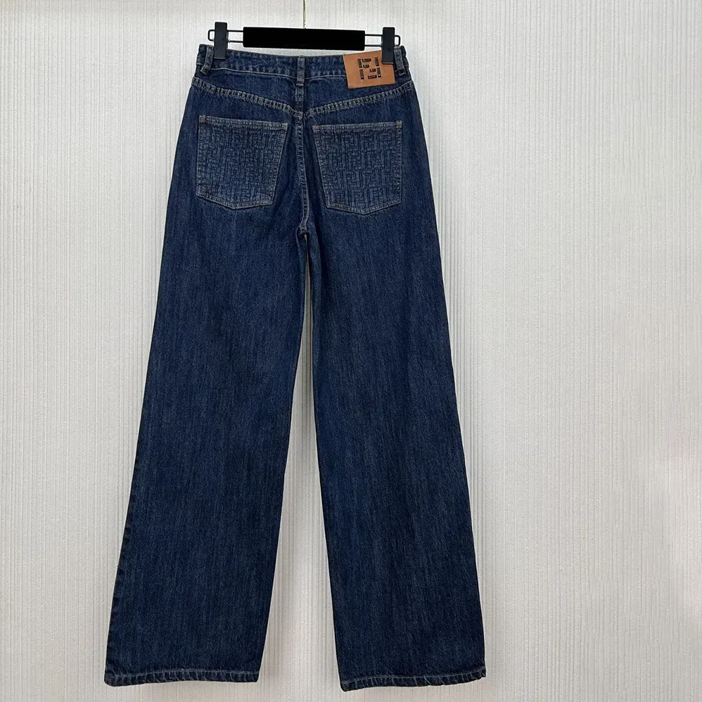 Fendi Long Jeans Dark Blue Denim Pants for Women Fendi Long Jeans Dark Blue Denim Pants for Women