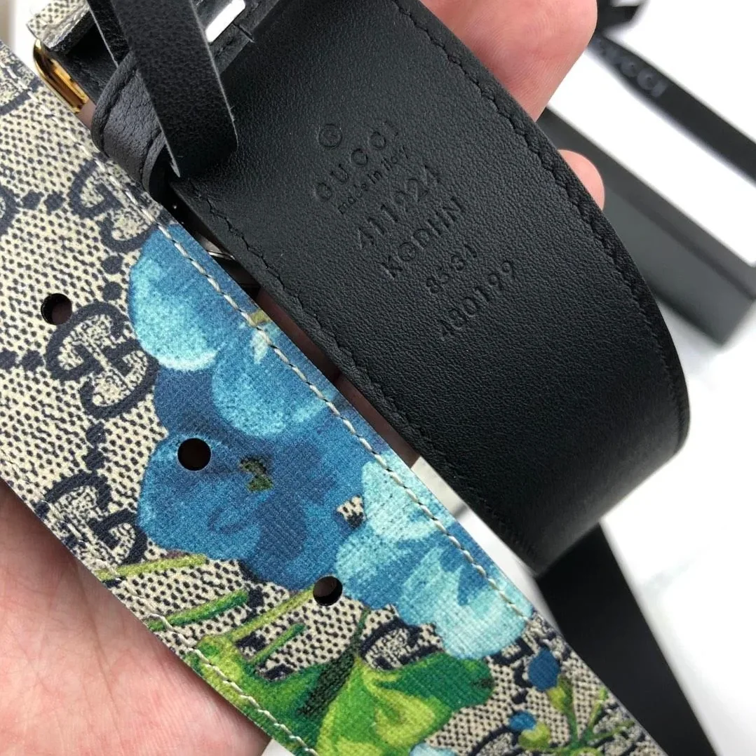 Gucci Superme Belt With Floral Embroidery Beige in Ebony Supreme Canvas
