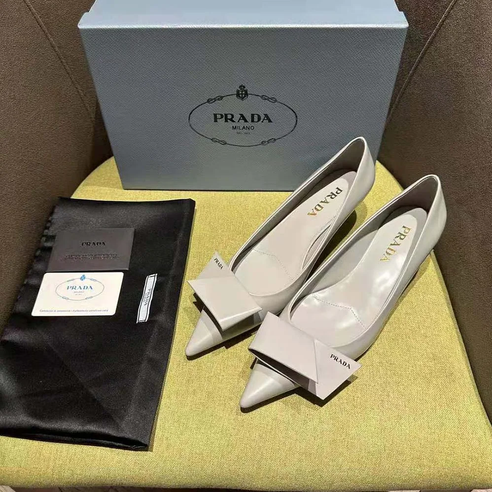 Prada Brushed Leather Pumps for Women in Gray