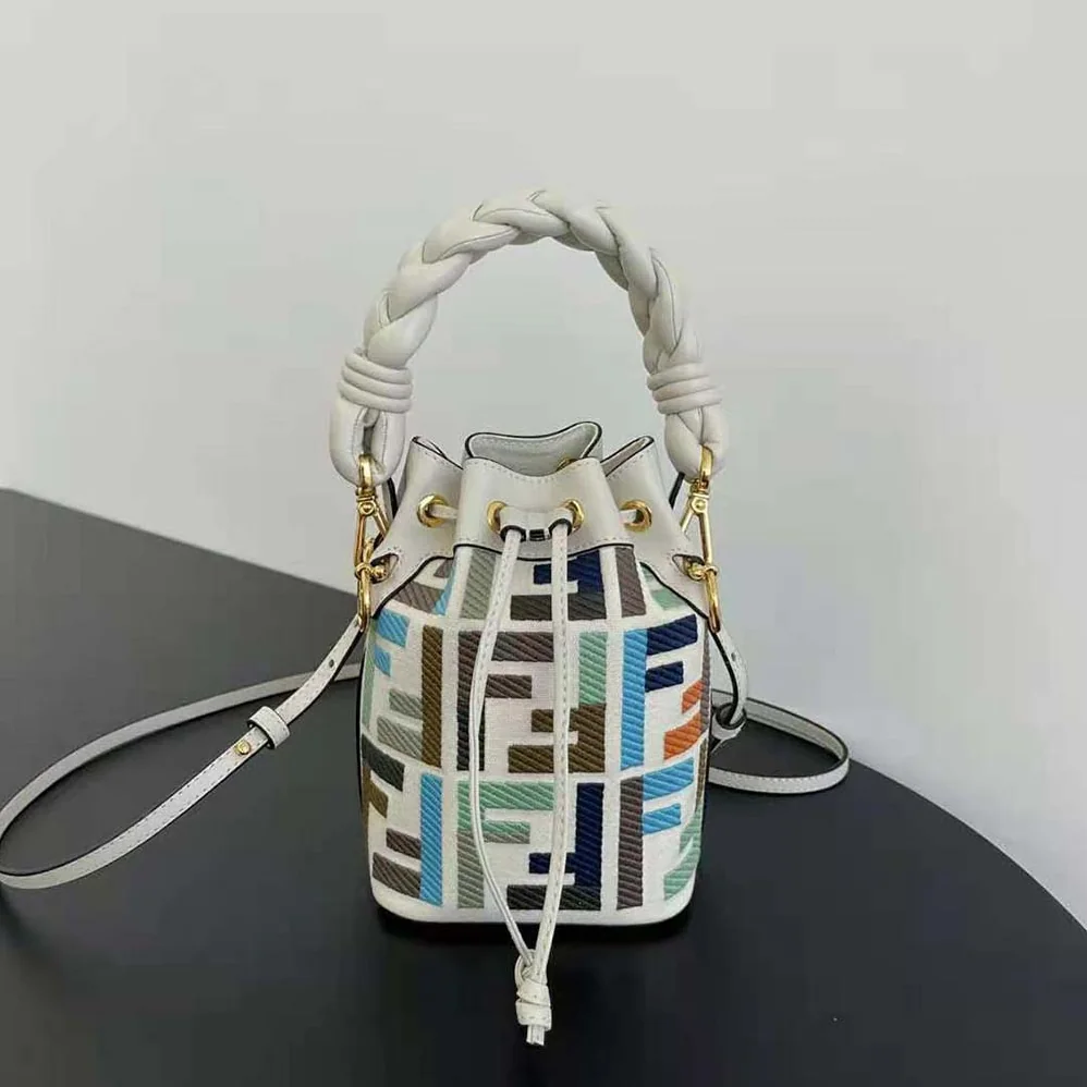 Fendi Mon Tresor Multicolor Canvas Mini for Women in bag with FF Embroidery