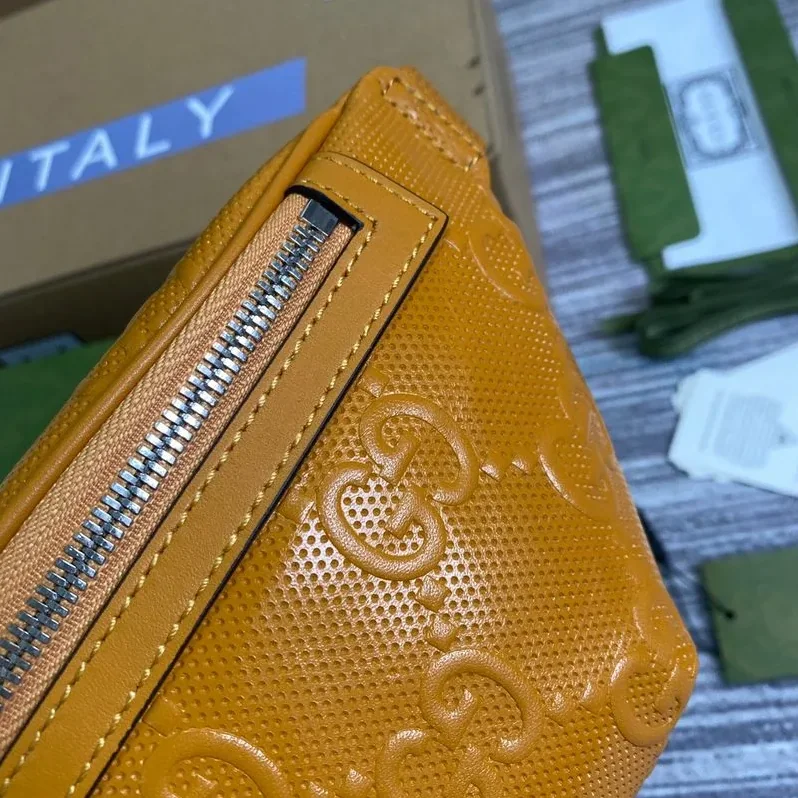 Gucci GG Embossed Belt Bag Yellow GG Embossed /