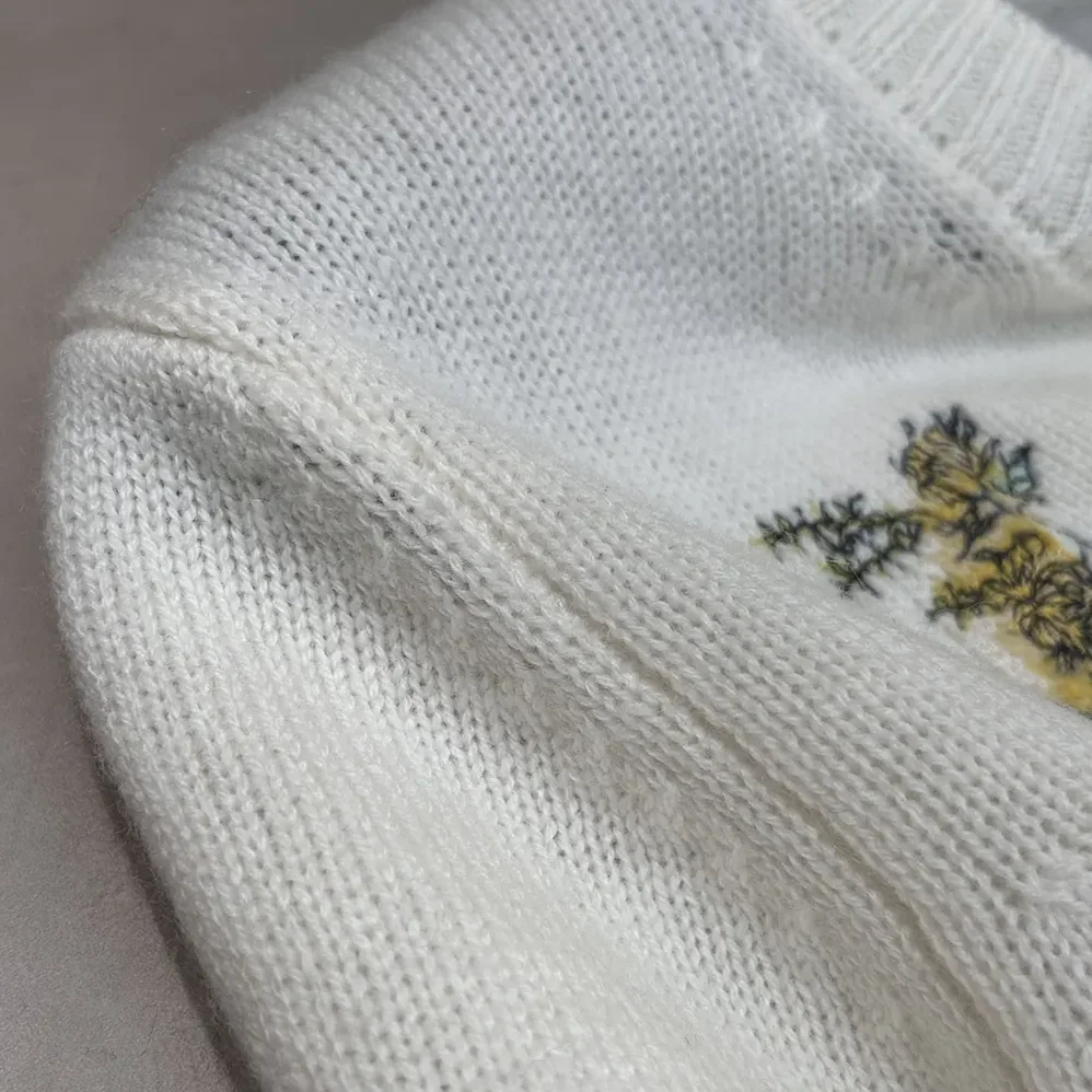 Dior Embroidered Sweater White Cashmere Knit with Multicolor Dior Astral Flowers Motif for Women