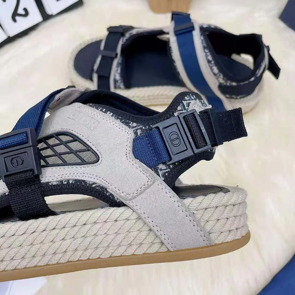 Dior Atlas Sandal Beige and Black Dior Oblique Jacquard with Beige Suede for Men Dior Atlas Sandal Beige and Black Dior Oblique Jacquard with Beige Suede for Men